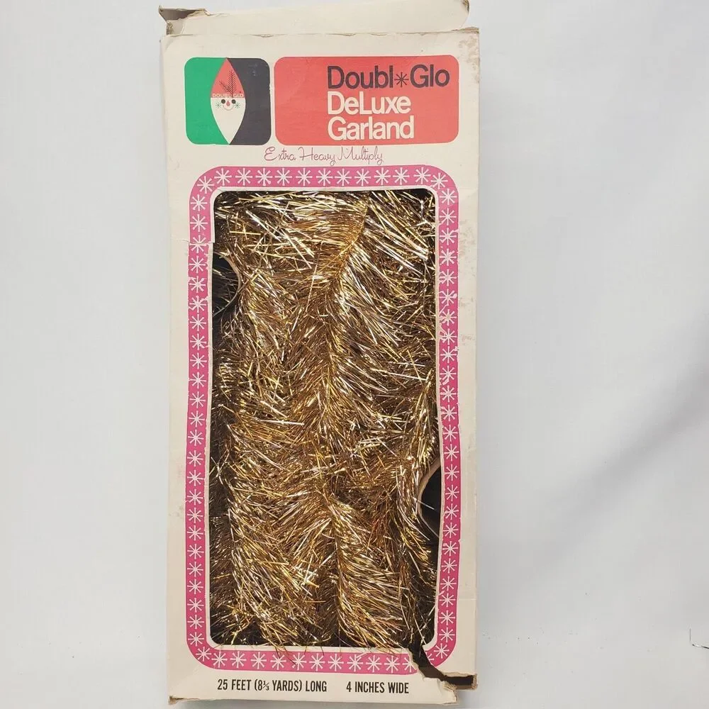 VTG Set Of 3 Silver & Gold Tinsel Garlands Brite Star Doubl Glo Christmas Tree